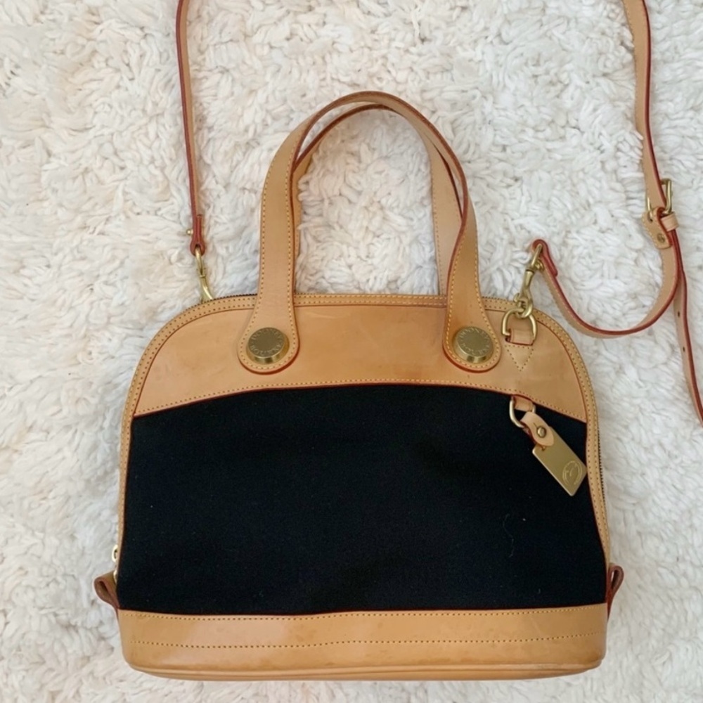 Dooney & Bourke Black Tan Leather Satchel Crossbody Shoulder Bag - Picture 12 of 12